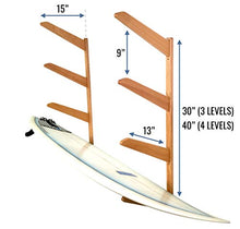 Load image into Gallery viewer, StoreYourBoard Timber Surfboard Wall Rack, Holds 4 Surfboards, Wood Home Storage Mount System, Natural
