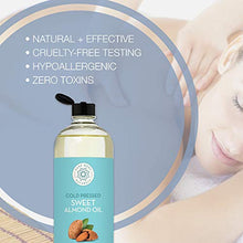 Load image into Gallery viewer, Sweet Almond Oil for Hair and Skin, 100% Pure and Cold Pressed, Hexane Free, Skin Moisturizer, Nails, Therapeutic Massage, Carrier Oil - by Pure Body Naturals 16 Fl. Ounce (Label Varies)