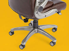Load image into Gallery viewer, AmazonCommercial Ergonomic High-Back Bonded Leather Executive Chair with Flip-Up Arms and Lumbar Support, Brown