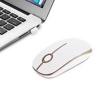 Load image into Gallery viewer, Jelly Comb 2.4G Slim Wireless Mouse with Nano Receiver Less Noise, Portable Mobile Optical Mice for Notebook, PC, Laptop, Computer, MacBook - White and Gold