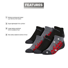 Load image into Gallery viewer, adidas Kids-Boy's/Girl's Superlite No Show Socks (6-Pair), Onix Grey/Black/Scarlet Red , Large