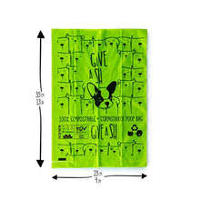 Load image into Gallery viewer, Compostable Dog Poop Bags | 10% to Charity | Biodegradable Vegetable Based | Eco and Earth Friendly Disposable Doggie Waste Baggies | Leakproof and Zero Odor Green Pet Supplies | Easy Compost Disposal