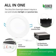 Load image into Gallery viewer, Sunco Lighting 6 Pack 6 Inch Slim LED Downlight with Junction Box, 14W=100W, 850 LM, Dimmable, 3000K Warm White, Recessed Jbox Fixture, Simple Retrofit Installation - ETL & Energy Star