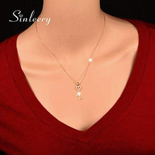 Load image into Gallery viewer, JENNIE SHOP Sweet Micro Pave Crystal Heart Key Necklace&Pendants for Women Brand Jewelry New (Rose Gold)