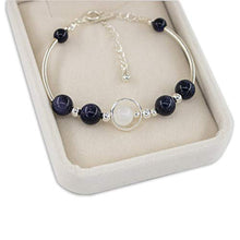 Load image into Gallery viewer, Silovecs Natural Semi-Precious Gemstones Bracelets - 8mm Blue Sandstone + Moonstone - Healing Crystal Stretch Beaded Bracelet - Couple Women's Stone Bracelet