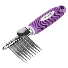 Load image into Gallery viewer, Poodle Pet Dematting Fur Rake Comb Brush Tool - with Long 2.5 Inches Steel Safety Blades for Detangling Matted or Knotted Undercoat Hair.