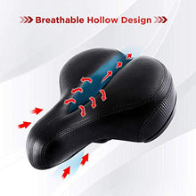Load image into Gallery viewer, IPOW Comfort Bike Seat for Women or Men, Bicycle Saddle Replacement Padded Soft High Density Memory Foam with Dual Shock Absorbing Rubber Balls Suspension Universal Fit for Indoor/Outdoor Bikes, Black