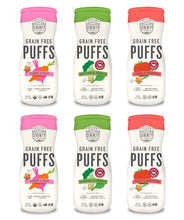 Load image into Gallery viewer, Serenity Kids Grain Free Puffs Variety Pack with Carrot & Beet, Broccoli & Spinach, and Tomato & Mushroom Puffs, 1.5 Ounce Container (6 Pack)