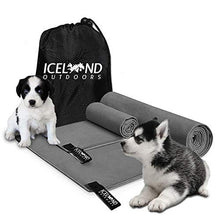 Load image into Gallery viewer, Iceland Outdoors Dog Towel Super Absorbent Large - 2 Microfiber Towels 1 Large, 1 Small Makes Drying Large Medium and Small Dogs Fast & Easy