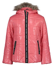 Load image into Gallery viewer, Tommy Hilfiger Girls' Puffer Jacket, Waterproof with Polar Fleece Lining & Faux Fur Hood, FA21High Shine Strawberry Pink, 4