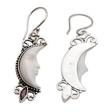 Load image into Gallery viewer, NOVICA Garnet .925 Sterling Silver Dangle Earrings, 'Natural Moonlight'
