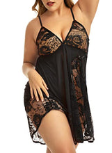Load image into Gallery viewer, ADOREJOY Womens Babydoll Lingerie Set Plus Size Sleepwear(5XL,Black)