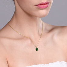Load image into Gallery viewer, Gem Stone King 0.80 Ct Oval Green Chrome Diopside 14K Yellow Gold Pendant With Chain