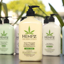 Load image into Gallery viewer, Hempz Sweet Pineapple & Honey Melon Moisturizing Skin Lotion, Natural Hemp Seed Herbal Body Moisturizer with Jojoba, Natural Extracts, Vitamin A and E, 17 oz, 2 Pack Bundle