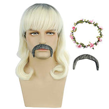 Load image into Gallery viewer, FGY 80S Blonde Mullet Wig for Men and Women for Theme Party Halloween Cosplay Wig (Wig Set+Headband Flower Crown)