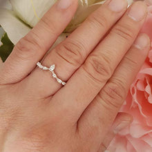 Load image into Gallery viewer, Dazzlingrock Collection 0.20 Carat (ctw) Marquise & Round White Diamond Ladies Wedding Band Chevron Ring 1/5 CT, 14K White Gold, Size 7