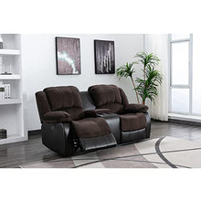 Load image into Gallery viewer, Nathaniel Home PU Leather Loveseat Recliner with Cup Holder Storage Comfortable Sofa Chair for Living Room Bedroom Home, Brown