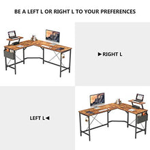 Load image into Gallery viewer, Cubiker Modern L-Shaped Computer Office Desk, Corner Gaming Desk with Monitor Stand, Home Study Writing Table Workstation for Small Spaces, Rustic