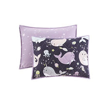 Load image into Gallery viewer, Urban Habitat Kids Magical Narwhals Reversible 100% Cotton Quilt, Novel Animal Print Modern All Season Down Alternative Bed Set for Kids, Decorative Pillows, Twin(68"x88"), Purple Multi 4 Piece