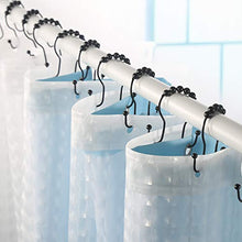 Load image into Gallery viewer, Goowin Shower Curtain Hooks, 12 Pcs Shower Curtain Rings, Stainless Steel Roller Rust-Resistant Balance Sliding Anti-Drop Double Shower Hooks for Curtain Bathroom Shower Curtains (Black)