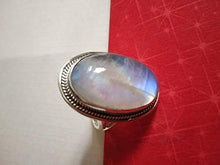 Load image into Gallery viewer, Moonstone Ring, 925 Sterling Silver ring, June Birthstone, Large Stone Ring, Mediation Ring, Engagement Ring, Moonstone jewelry, Rainbow Moonstone Ring, Statement Ring, Engagement & Anniversary Gifts