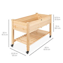 Load image into Gallery viewer, Best Choice Products Raised Garden Bed 48x24x32-inch Mobile Elevated Wood Planter w/Lockable Wheels, Storage Shelf, Protective Liner