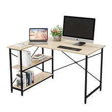 Load image into Gallery viewer, Bestier Computer Desk with Storage Shelves Under Desk, Small L-Shaped Corner Desk with Shelves 47 Inch Writing Desk Table with Storage Tower Shelf Home Office Desk for Small Spaces P2 Wood Oak