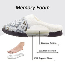 Load image into Gallery viewer, LseLom Fair Isle Slippers for Women Sweater Knit Slippers with Rubber Soles Womens Slippers Indoor Outdoor Fuzzy House Slippers Warm Cozy House Shoes Beige Size 6