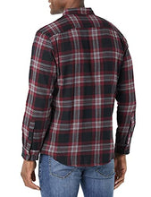 Load image into Gallery viewer, Amazon Essentials Men's Slim-fit Long-Sleeve Solid Flannel Shirt, Black/Burgundy Plaid, Medium