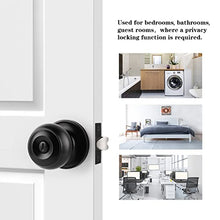Load image into Gallery viewer, Probrico 6Pcs Black Privacy Door Knobs Lock for Bedroom or Bathroom Flat Ball Keyless Door Handles