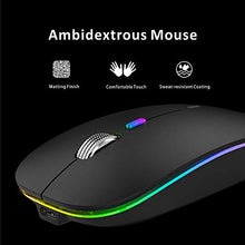 Load image into Gallery viewer, LED Wireless Mouse, Uiosmuph G12 Slim Rechargeable Wireless Silent Mouse, 2.4G Portable USB Optical Wireless Computer Mice with USB Receiver and Type C Adapter (Matte Black)