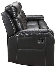 Load image into Gallery viewer, Signature Design by Ashley - Kempten Contemporary Faux Leather Reclining Sofa - Pull-Tab Reclining - Black