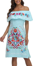 Load image into Gallery viewer, YZXDORWJ Women Mexican Embroidered Dress Ruffle Collar Sleeveless (S, 623BBL)