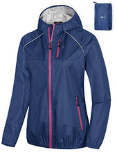 Load image into Gallery viewer, Little Donkey Andy Women's Waterproof Cycling Bike Jacket with Hood, Running Rain Jacket, Windbreaker, Ultralight Packable Navy Size S