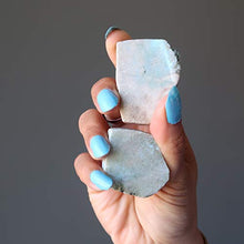 Load image into Gallery viewer, Satin Crystals Larimar Raw Gemstone Slice 2" Collectible Blue Murky Waters Pair, Natural Mineral Healing C68