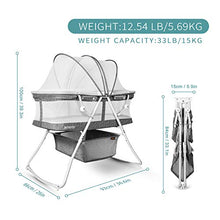 Load image into Gallery viewer, besrey Bassinet for Baby, 3 in 1 Portable Baby Bassinets, Rocking Cradle Bed, Easy Folding Bedside Sleeper Crib, Quick-Fold for Newborn Infant, up to 33 lb Compact Storage, Mattress and Net Included