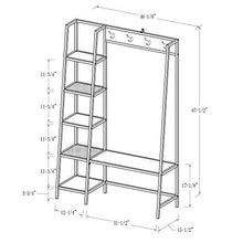 Load image into Gallery viewer, WE Furniture 5 Shelf Entryway Bench Hall Tree Storage Coat Rack, 72 Inch, Walnut Brown
