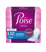 Load image into Gallery viewer, Poise Incontinence Pads, Moderate Absorbency, Regular Length, 132 Count (2 Packs of 66) (Packaging May Vary)