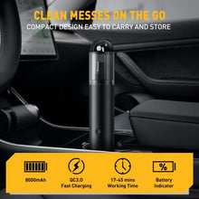 Load image into Gallery viewer, Baseus Car Vacuum Cleaner, Handheld Vacuum Cordless 135W High Power Portable Small Mini Rechargeable Hand Vacuum with LED Light for Car, Home, Kitchen - A3