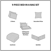 Load image into Gallery viewer, Intelligent Design Loretta Ultra Soft Brushed Microfiber Bohemian Boho Medallion Comforter and Sheet Set Bag Bedding, Queen, Navy 9 Piece