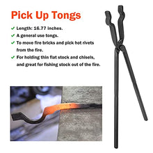 Load image into Gallery viewer, PIILOO Blacksmith Tongs Beginner Bladesmith Forge Tong Knife Making Tongs Set Includes 1/4 Flat Jaw, Pick Up, Scroll, 3/8" 1/2" 5/8" Inch V-Bit Tongs (6PCS)