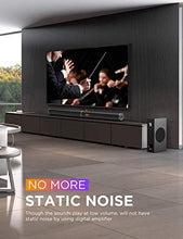 Load image into Gallery viewer, Soundbar for TV, Bomaker 190W 2.1 TV Sound Bar with Subwoofer, 125dB, 6 EQ Modes, LED Display Off, 5 Bass Adjustable Surround Sound for Home Theater, 4K & HD TV, HDMI/Optical/AUX/USB, Wall Mountable