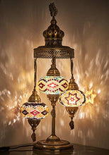 Load image into Gallery viewer, (16 Colors) Demmex 2020-3 Big Globes Magnificent Handmade Turkish Moroccan Mosaic Tiffany Table Desk Bedside Lamp Lampshade Night Accent Mood Light for North American Use, 31" Height (Brown Amber)