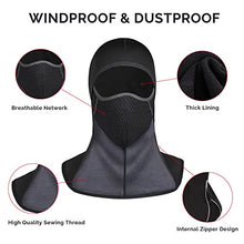 Load image into Gallery viewer, Balaclava for Men, Black Windproof Full Face Covering Bike Motorcycle Ski Balaclavas, Thermal Fleece Liner Multifunctional Headwear Neck Warmer Scarf Mens Winter Hat Skiing Cycling Snood