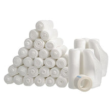 Load image into Gallery viewer, Gauze Bandage Rolls with Tape 36-Pack, Stretch Bandage Roll, 4 x 4 Yards Stretched, Breathable White Gauze Bandages, Bulk Gauze Rolls for Home, Gym & Office Use, Absorbent Bandage Rolls