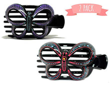 Load image into Gallery viewer, Butterfly Barrettes Hand Painted, Bun Cover Clips, 2 Pcs of a Uniquely Hair Bun Holder. Hand Painted