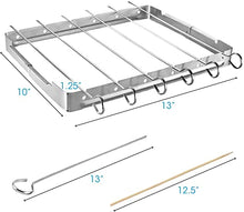 Load image into Gallery viewer, UNICOOK Heavy Duty Stainless Steel Barbecue Skewer Shish Kabob Set, 6pcs 13"L Skewer and Foldable Grill Rack Set, Durable and Reusable, Bonus of 50pcs 12.5"L Bamboo Skewers for Party and Cookout