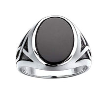 Load image into Gallery viewer, J.Goodman Sterling Silver Onyx Ring with Black Rhodium Accent Detail. Finger Size 11