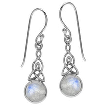 Load image into Gallery viewer, Silvershake 6mm Natural Moonstone 925 Sterling Silver Triquetra Celtic Knot Dangle Hook Earrings (11 by 16 Inch Excluding Hook)