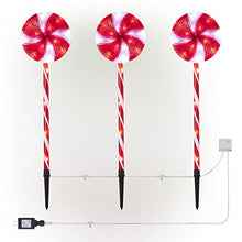 Load image into Gallery viewer, Alpine Corporation COR114T-3 Candy Cane Pathway LED, Decorative Winter Christmas Lights for Front Yard, Red and White, Set of 3 Holiday décor
